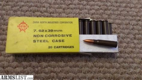 norinco yellow box 7.62x39mm steel core ammo on the armslist|7.62x39 norinco.